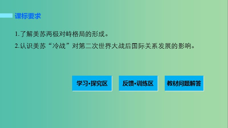 高中历史 专题九 当今世界政治格局的多极化趋势 1 美苏争锋课件 人民版必修1.ppt_第2页