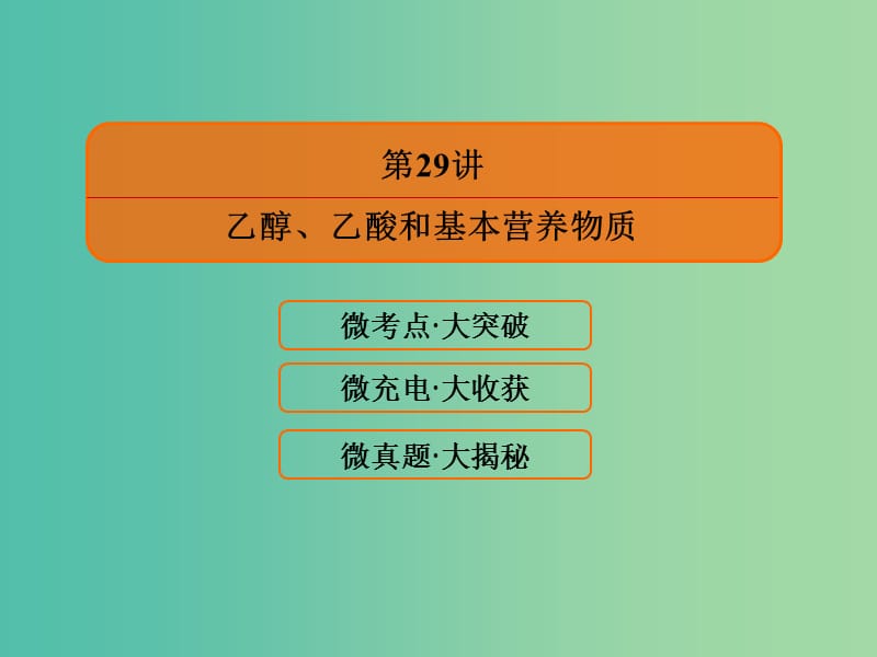 高考化学大一轮复习29乙醇乙酸和基本营养物质课件新人教版.ppt_第2页