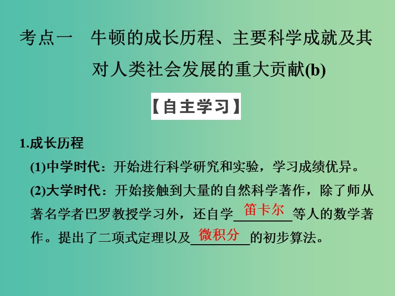 高中历史 第六单元 杰出的科学家 第2课时 近代科学之父——牛顿课件 人民版选修4.ppt_第3页