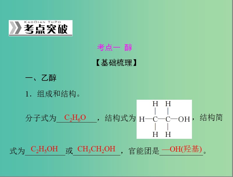 高考化学一轮复习 第24讲 醇 酚课件.ppt_第3页