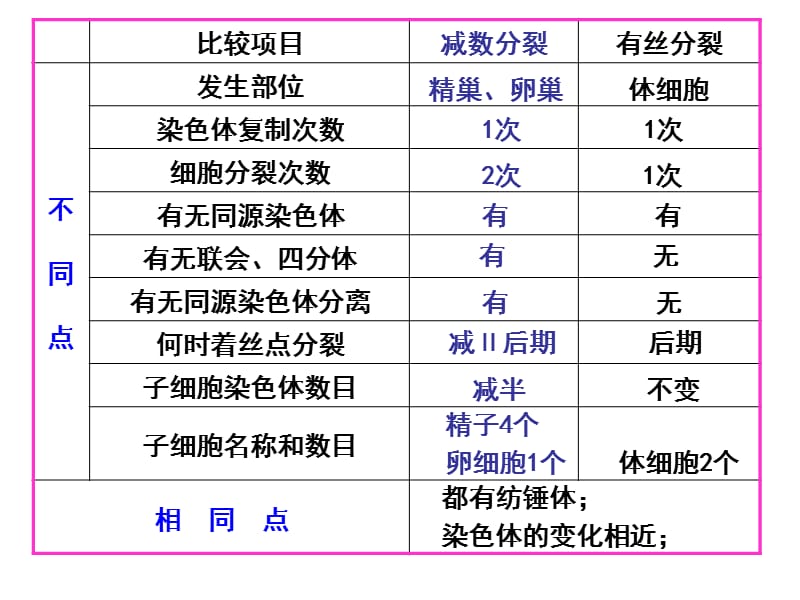 减数分裂和有丝分裂异同点比较.ppt_第2页