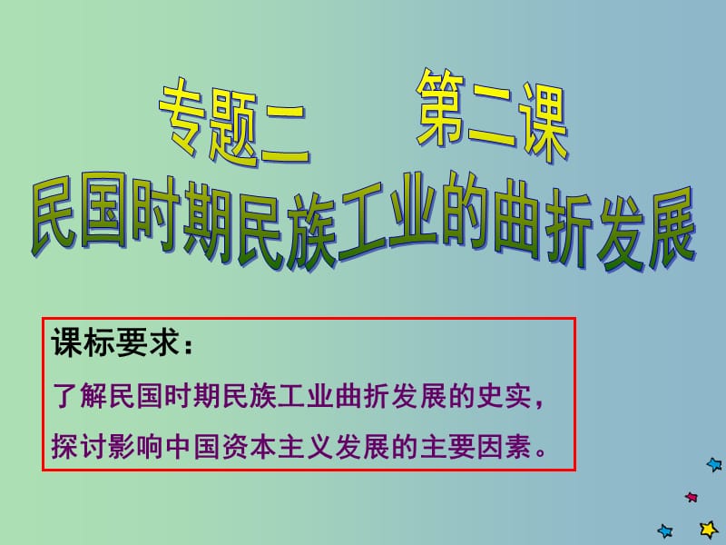 高中历史 民国时期民族工业的曲折发展课件.ppt_第1页