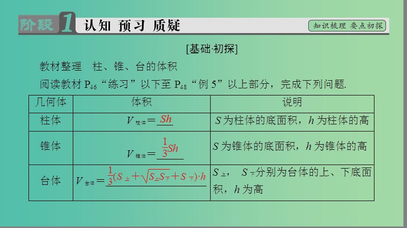 高中数学 第一章 立体几何初步 7 简单几何体的再认识 7.2 柱、锥、台的体积课件 北师大版必修2.ppt_第3页