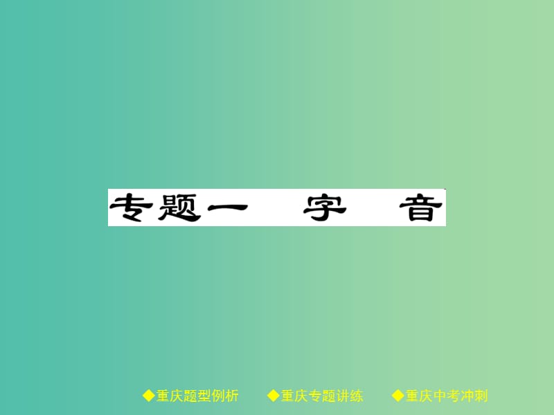 中考语文总复习第1部分语文知识及运用专题1字音课件.ppt_第1页