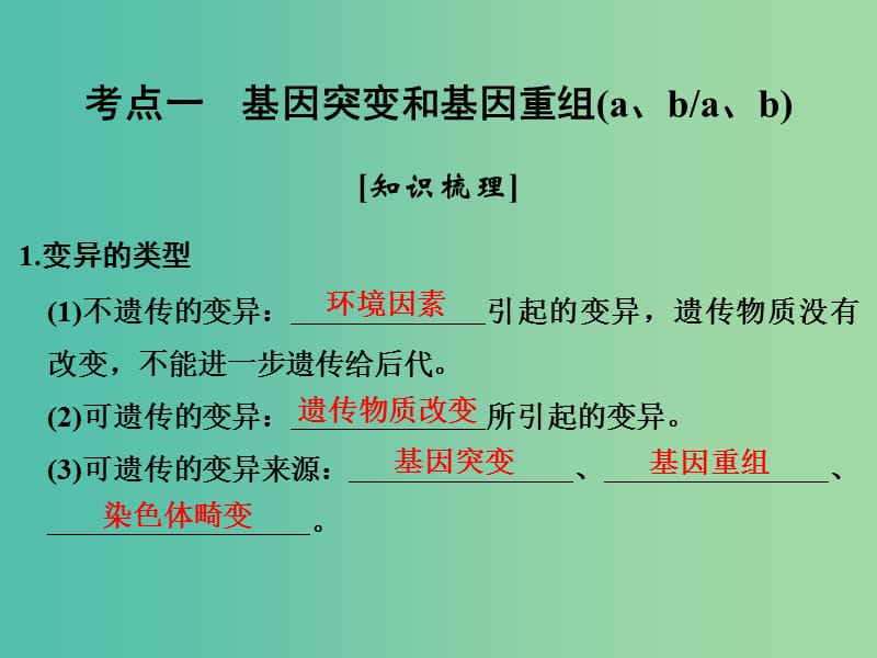 高考生物总复习 第四单元 遗传的分子基础 第14讲 生物变异的来源及变异在育种上的应用课件.ppt_第2页