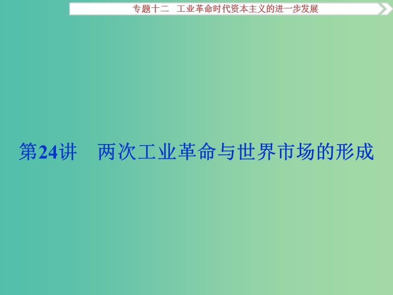 高考历史一轮复习 专题12 工业革命时代资本主义的进一步发展 第24讲 两次工业革命与世界市场的形成课件.ppt_第1页