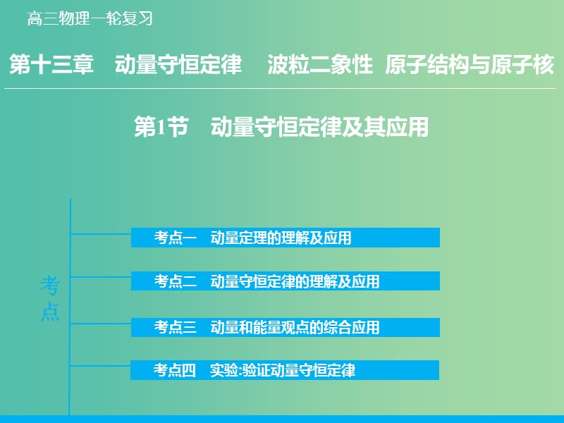 高考物理大一轮复习 13.1动量守恒定律及其应用课件 新人教版.ppt_第3页