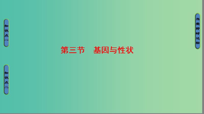 高中生物 第3单元 遗传与变异的分子基础 第2章 基因对性状的控制 第3节 基因与性状课件 中图版必修2.ppt_第1页