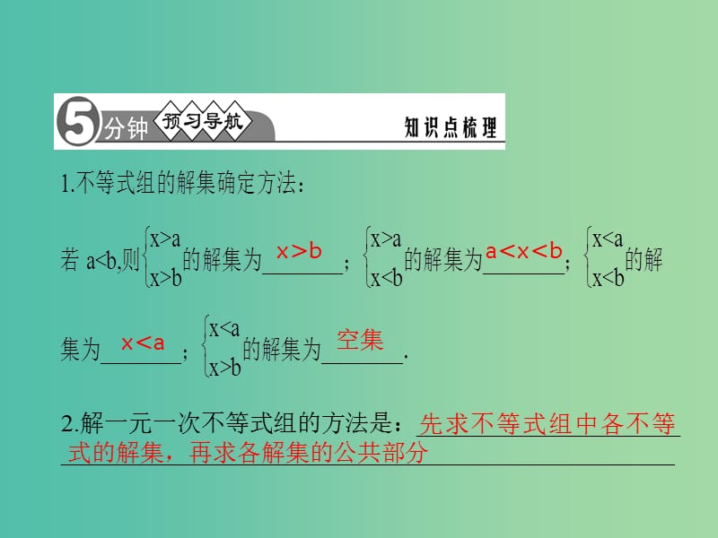 七年级数学下册 第7章 一元一次不等式与不等式组 7.3 解复杂的一元一次不等式组课件2 （新版）沪科版.ppt_第2页