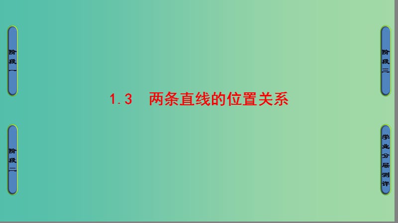 高中数学 第二章 解析几何初步 1 直线与直线的方程 1.3 两条直线的位置关系课件 北师大版必修2.ppt_第1页