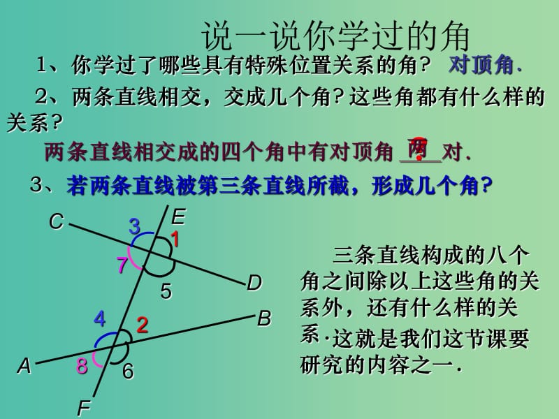 七年级数学下册 2.2 探索直线平行的条件课件1 （新版）北师大版.ppt_第3页