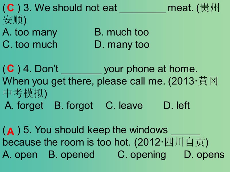 七年级英语下册 Unit 4 Don’t eat in class单元能力测试课件 （新版）人教新目标版.ppt_第3页