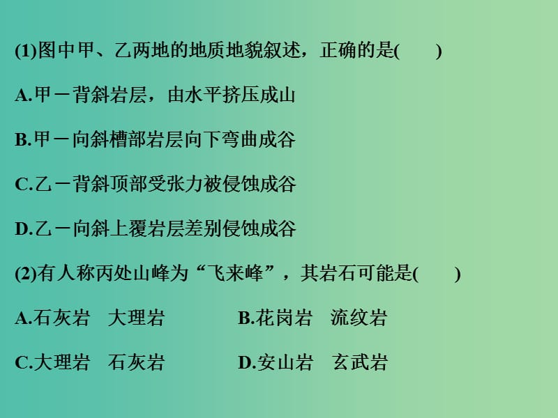 高考地理二轮复习 第二部分 专题四 考点二 内力作用与地貌课件.ppt_第2页