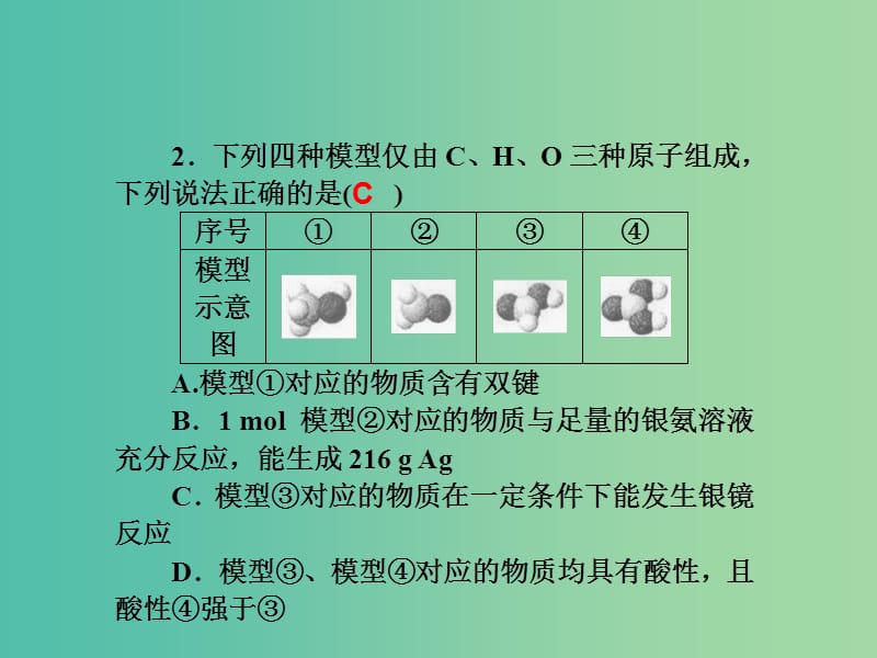 高考化学第一轮总复习 第十一章 烃的衍生物 糖类 油脂 蛋白质同步测试课件.ppt_第3页