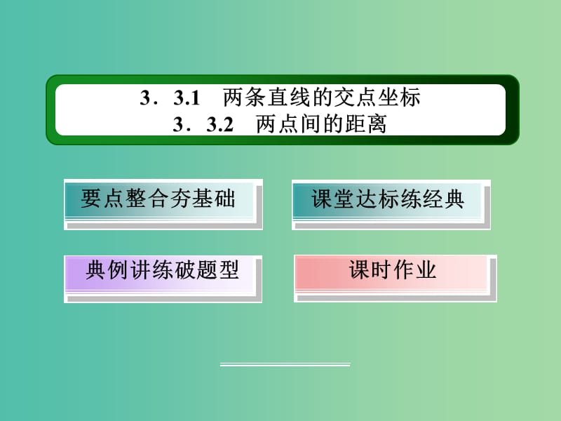 高中数学 第三章 直线与方程 3.3.1-3.3.2 两条直线的交点坐标、两点间的距离课件 新人教A版必修2.ppt_第3页