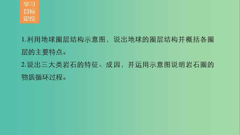 高中地理 第二单元 第一节 课时1 地球内部圈层和岩石圈的结构 岩石圈的组成与物质循环课件 鲁教版必修.ppt_第2页