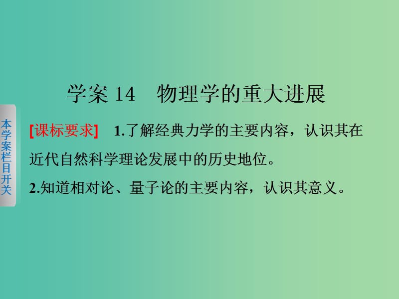 高中历史 第四单元 近代以来世界的科学发展历程 14 物理学的重大进展课件 新人教版必修3.ppt_第2页