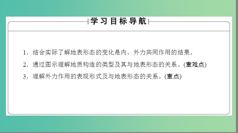 高中地理第2单元从地球圈层看地理环境第1节岩石圈与地表形态第2课时内外力作用与地表形态变化课件鲁教版.ppt_第2页