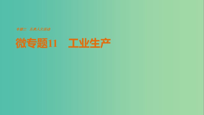 高考地理三轮冲刺 考前3个月 考前回扣 专题三 五类人文活动 微专题11 工业生产课件.ppt_第1页