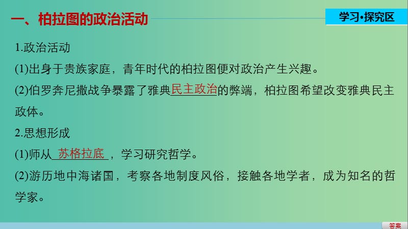 高中历史 第二单元 东西方的先哲 2 西方古典哲学的代表柏拉图课件 新人教版选修4.ppt_第3页