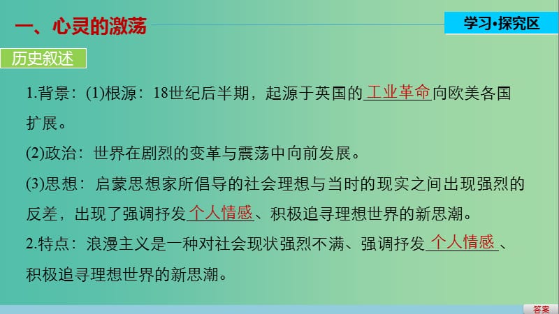 高中历史 专题八 19世纪以来的文学艺术 1 工业革命时代的浪漫情怀课件 人民版必修3.ppt_第3页