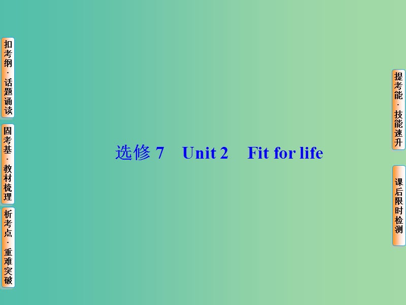 高考英语总复习 Unit2 Fit for life课件 牛津译林版选修7.ppt_第1页