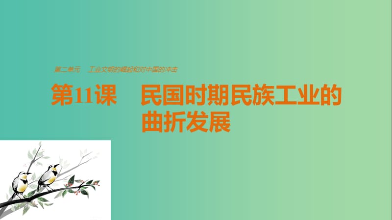 高中历史 第二单元 工业文明的崛起和对中国的冲击 第11课 民国时期民族工业的曲折发展课件 岳麓版必修2.ppt_第1页