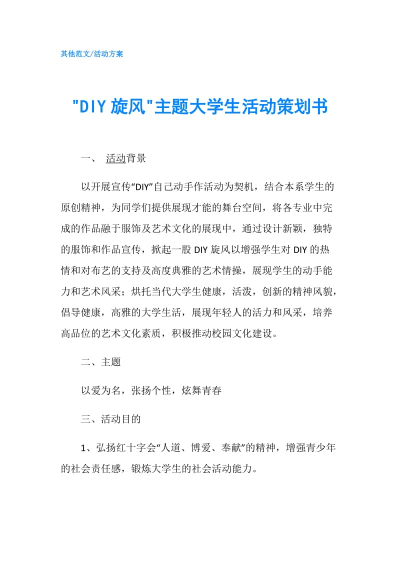-DIY旋风-主题大学生活动策划书.doc_第1页