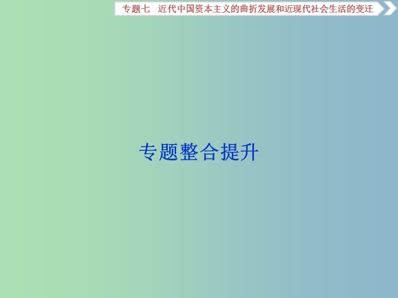 高三历史一轮复习专题七近代中国资本主义的曲折发展和近现代社会生活的变迁专题整合提升课件新人教版.ppt_第1页