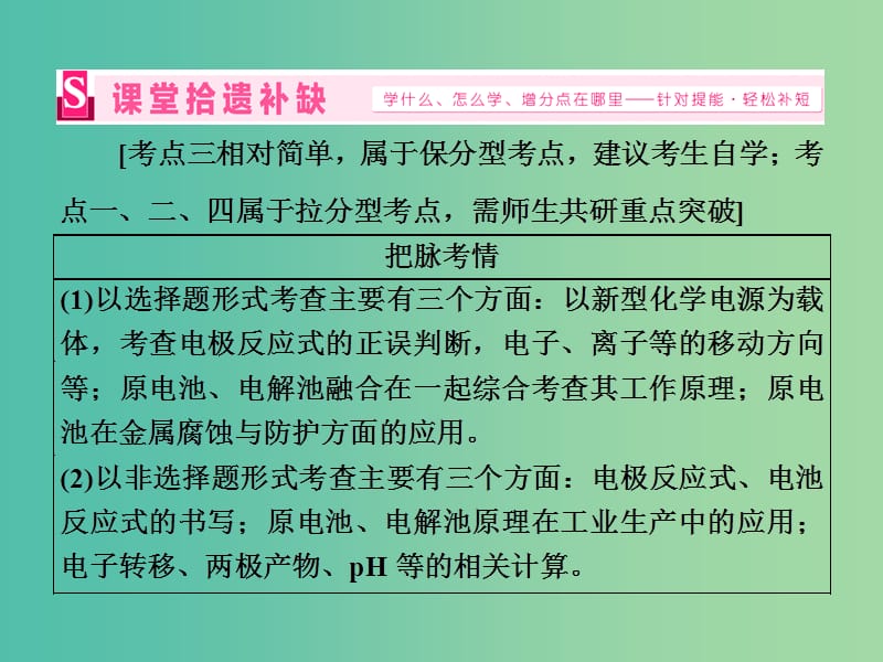 高考化学二轮复习 专题突破（十）能量转化中的电子守恒-原电池、电解池（重点讲评课）课件.ppt_第3页