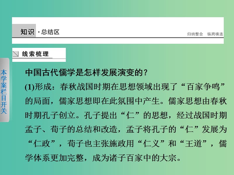 高中历史 第一单元　中国传统文化主流思想的演变 5 单元学习总结课件 新人教版必修3.ppt_第2页