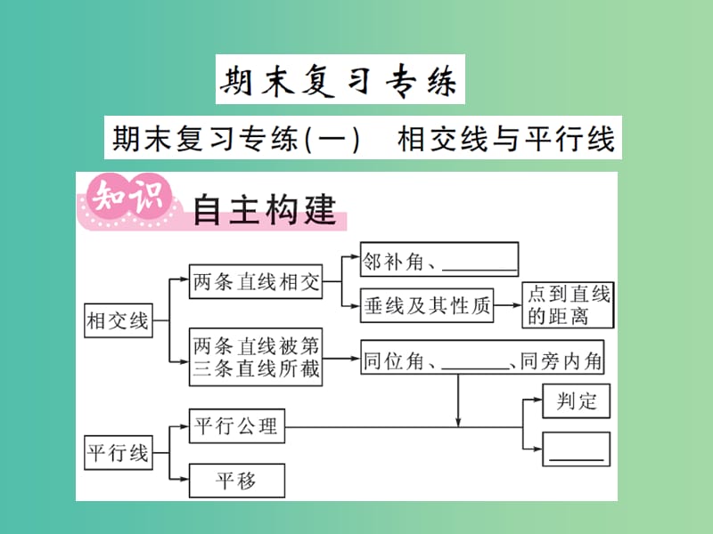 七年级数学下学期期末复习专练（一） 相交线与平行线课件 新人教版.ppt_第1页