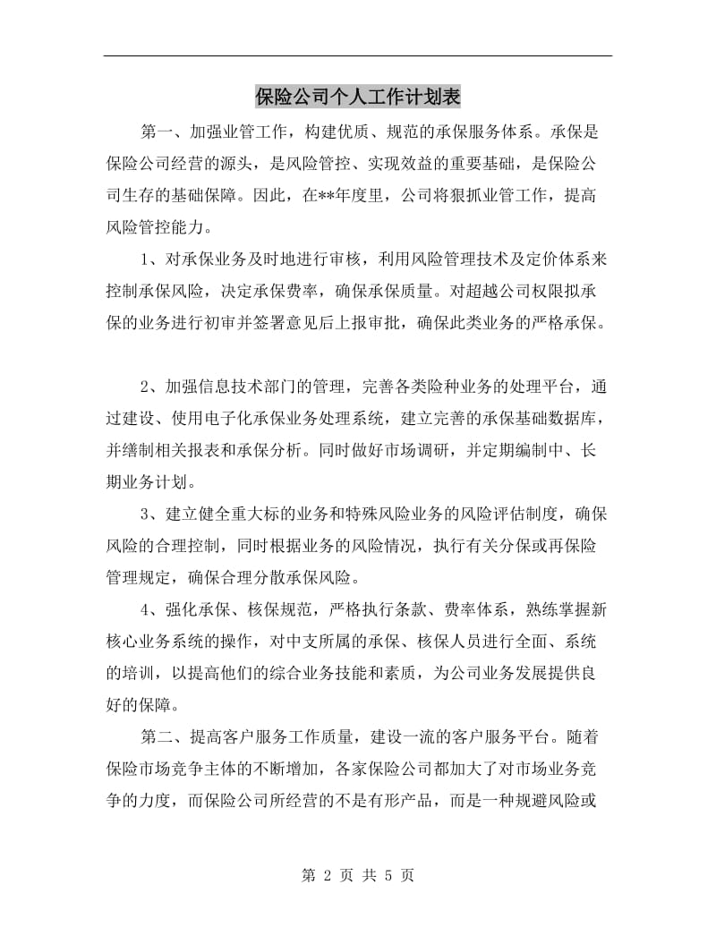 保险公司个人工作计划表.doc_第2页