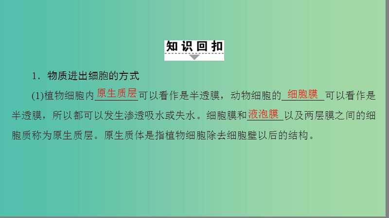 高考生物二轮复习 第2部分 专项体能突破 专项3 回扣3 细胞代谢课件.ppt_第2页