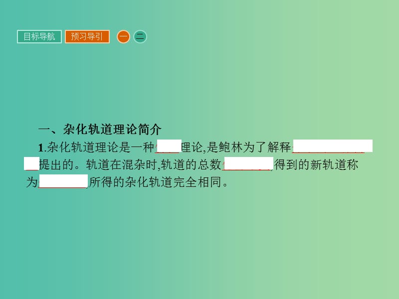 高中化学 第二章 分子结构与性质 2.2.2 杂化轨道理论与配合物理论简介课件 新人教版选修3.ppt_第3页