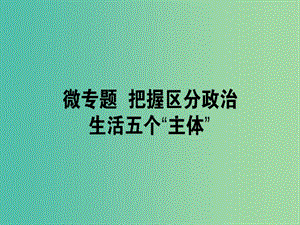 高考政治一輪復習第三單元發(fā)展社會主義民主政治微專題把握區(qū)分政治生活五個“主體”專項訓練課件新人教版.ppt