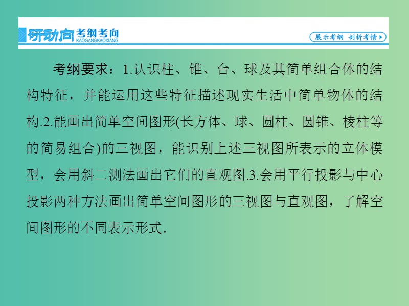 高考数学大一轮复习 第7章 第1节 空间几何体的结构及其三视图和直观图课件 文 新人教版.ppt_第3页