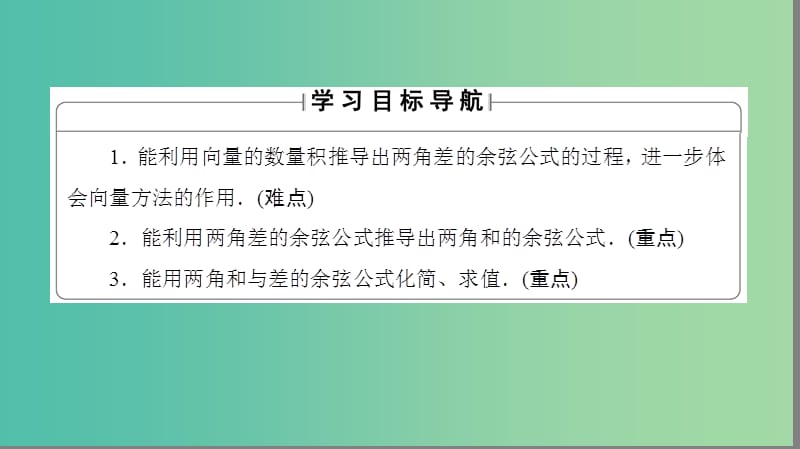 高中数学 第三章 三角恒等变换 3.1.1 两角和与差的余弦课件 苏教版必修4.ppt_第2页