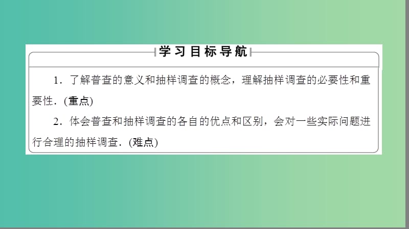 高中数学 第1章 统计 1 从普查到抽样课件 北师大版必修3.ppt_第2页