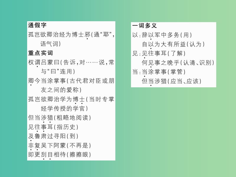 七年级语文下 第三单元 15 孙权劝学作业课件作业课件 新人教版.ppt_第2页