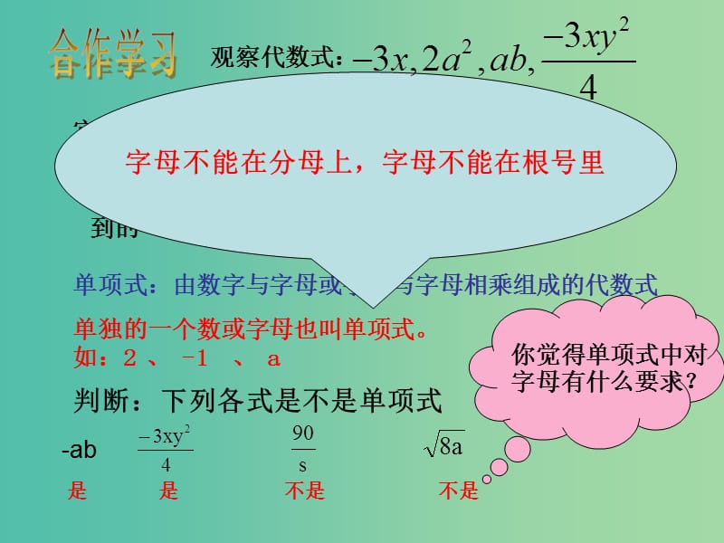 七年级数学上册 4.4 整式课件 （新版）浙教版.ppt_第2页