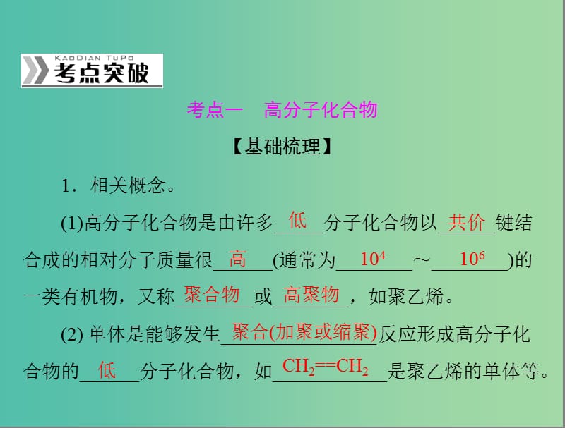 高考化学一轮复习 第28讲 高分子化合物课件.ppt_第3页