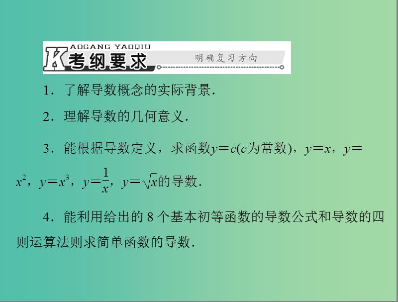 高考数学总复习 第二章 第13讲 导数的意义及运算课件 理.ppt_第2页