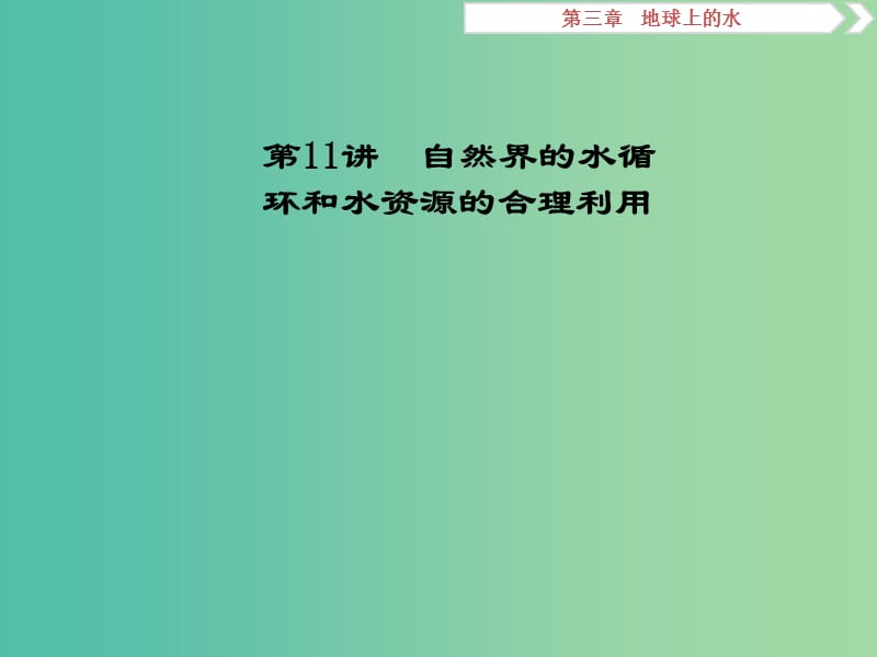 高考地理二轮复习第11讲自然界的水循环和水资源的合理利用课件.ppt_第1页