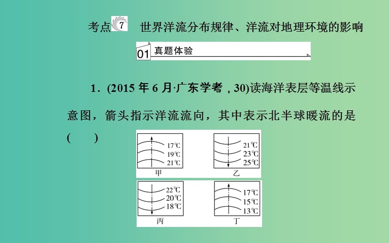 高中地理专题二自然环境中的物质运动的能量交换考点7世界洋流分布规律洋流对地理环境的影响课件.ppt_第2页