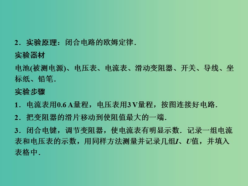 高考物理大一轮复习 实验九 测定电源的电动势和内电阻课件 新人教版.ppt_第3页