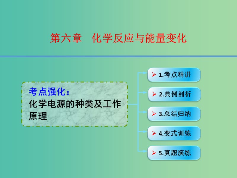 高考化学一轮复习 6.9考点强化 化学电源的种类及工作原理课件.ppt_第1页