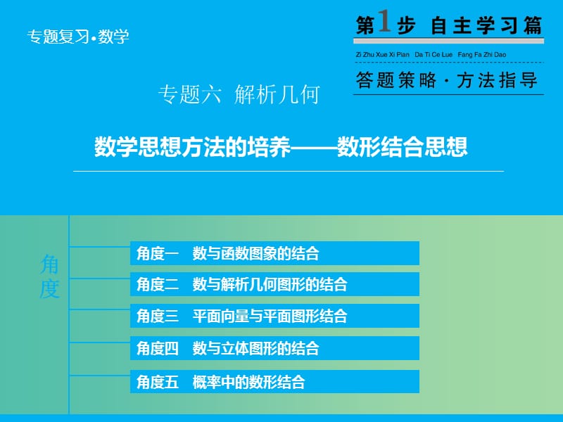 高考数学二轮复习 第1部分 专题6 数学思想方法的培养-数形结合思想课件 理.ppt_第2页