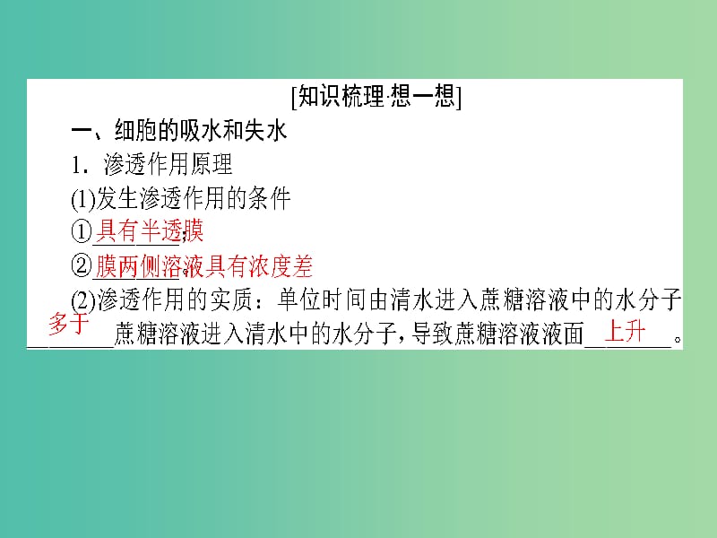 高考生物一轮复习 第4章 细胞的物质输入和输出课件 新人教版必修1.ppt_第3页