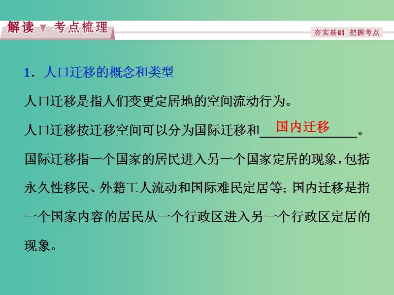 高考地理总复习 第一章 人口与环境 第三节 人口迁移课件 湘教版必修2.ppt_第3页